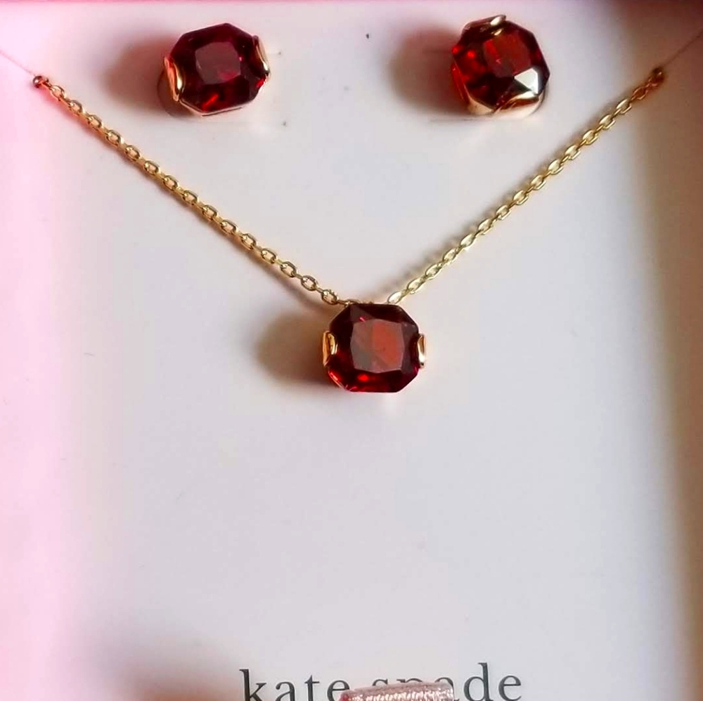 NWT Kate Spade princess cut pendant necklace and stud